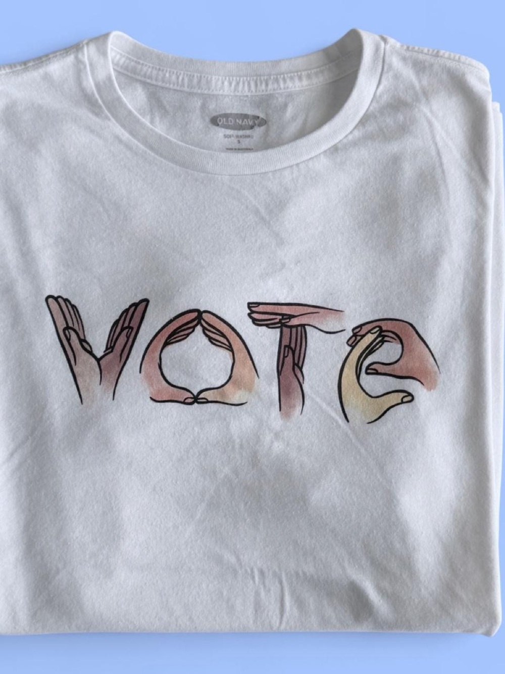 Old Navy White Short-Sleeve 'VOTE' Hands Graphic Tee